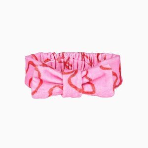LoveShackFancy Pink and Red Crimson Candy Patterned Bow Headband